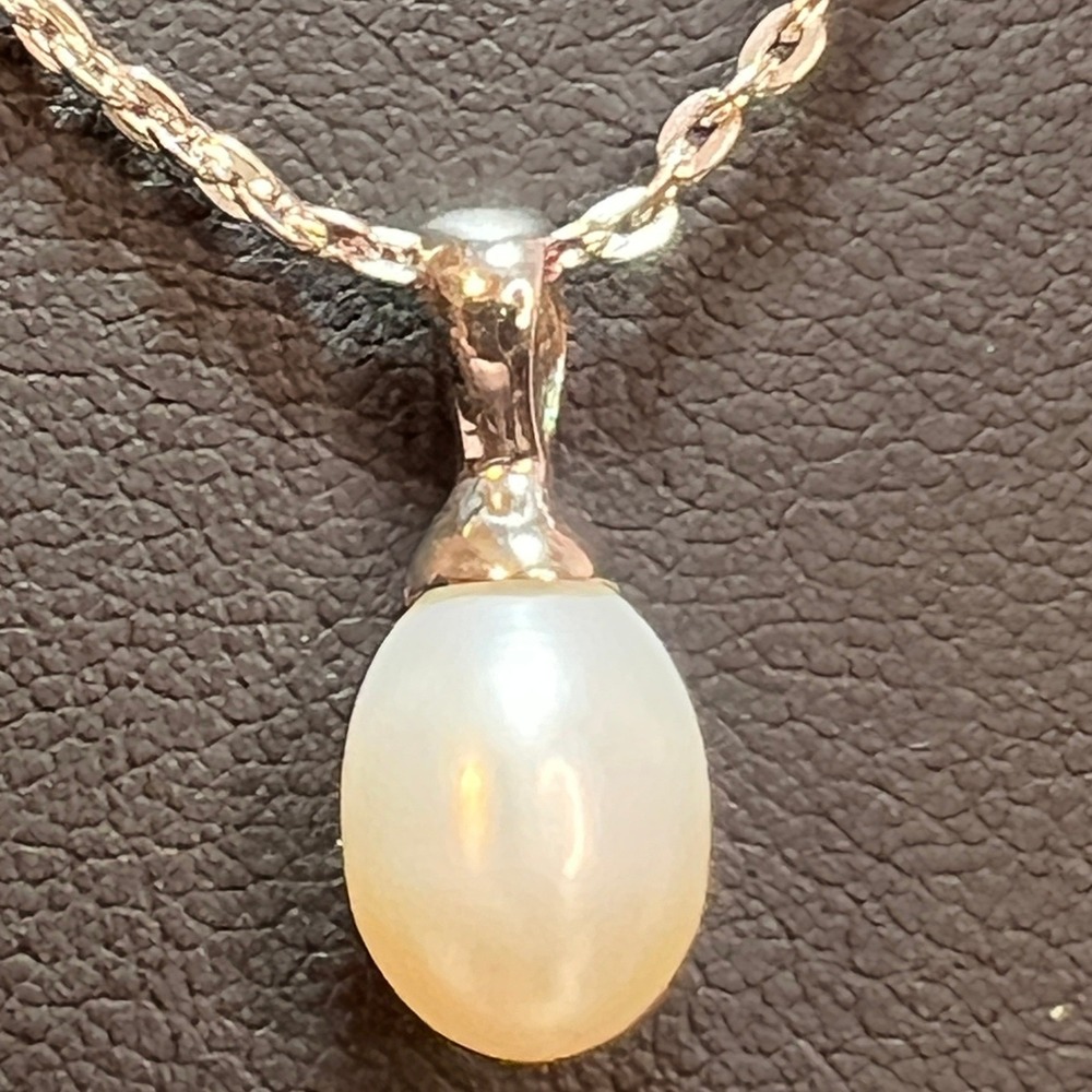 Sterling Silver Faux Pearl Necklace Marked BX 9mm Cable Chain 18 3.5g